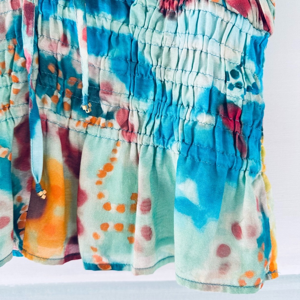 Love The Label Cora Smocked Tie Dye Top Canary Tie Dye Size Medium NWT - Picture 6 of 11